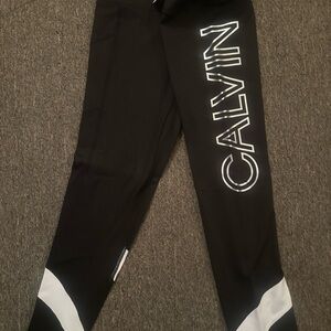 Calvin Klein Black Leggings with White Logo